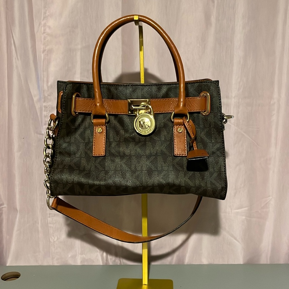 Michael Kors Dark Brown and Tan Shoulder Bag